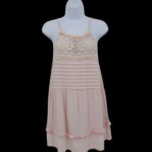 POL Crochet Babydoll Dress Womens S Pink Girlhood Coquette Feminine Soft Girl